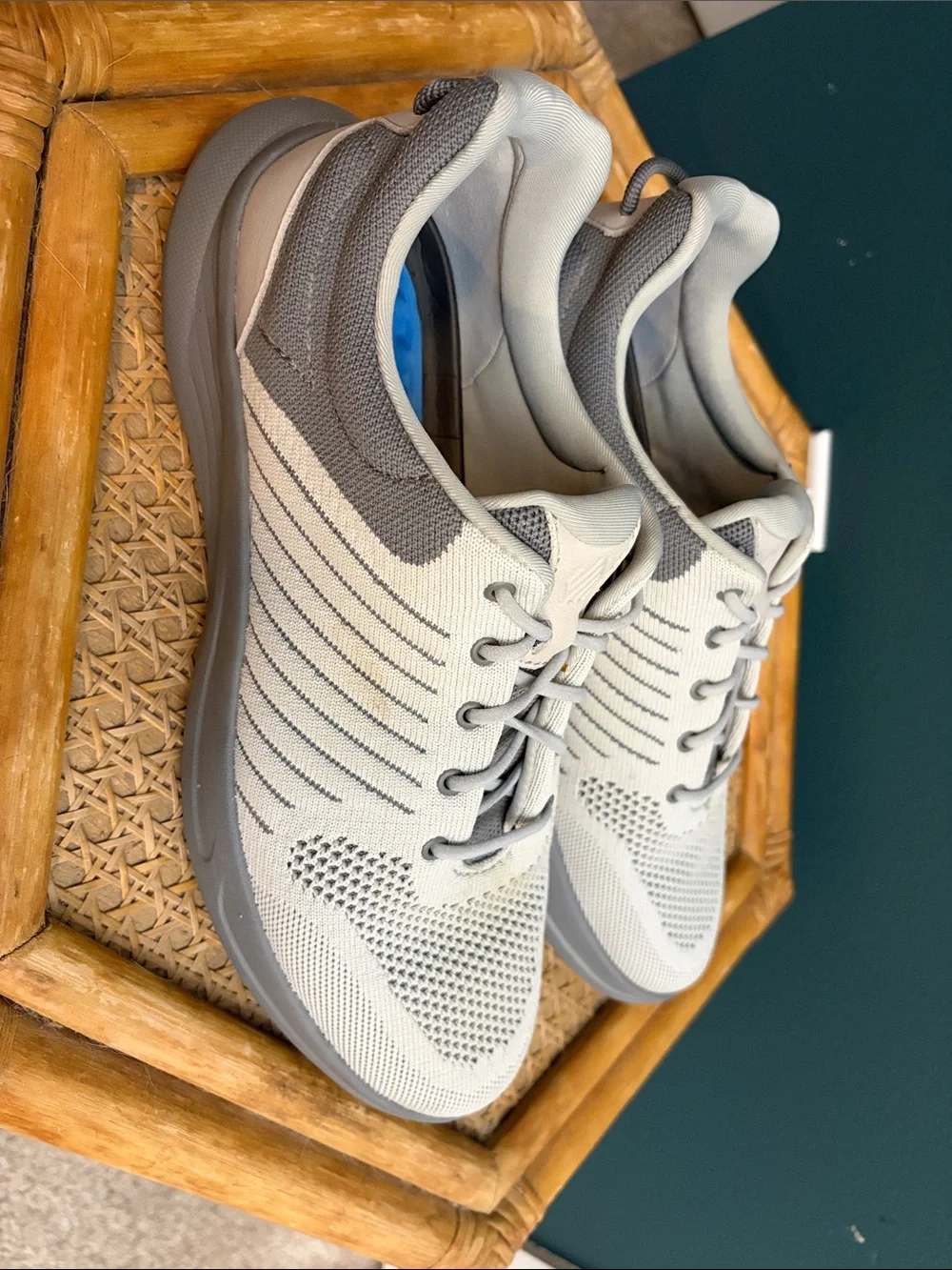 Johnston & Murphy Light Gray Knit Lace-Up Sneakers